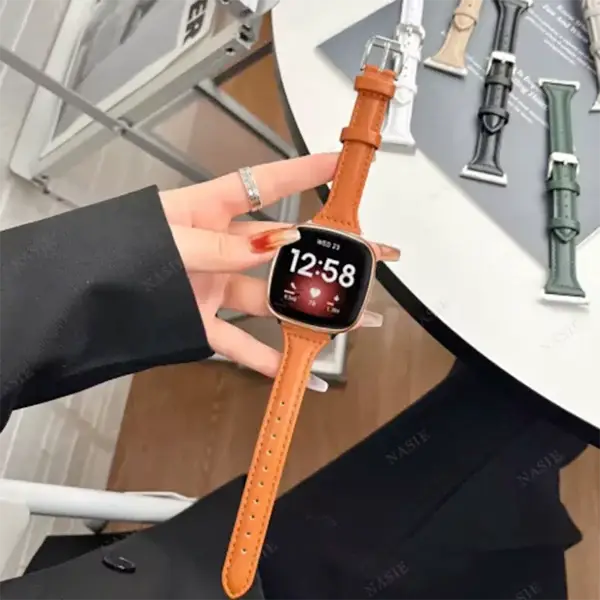 Bracelet en cuir véritable slim pour Apple Watch - élégant, respirant et ajustable pour Series 1 à 9, SE, Ultra