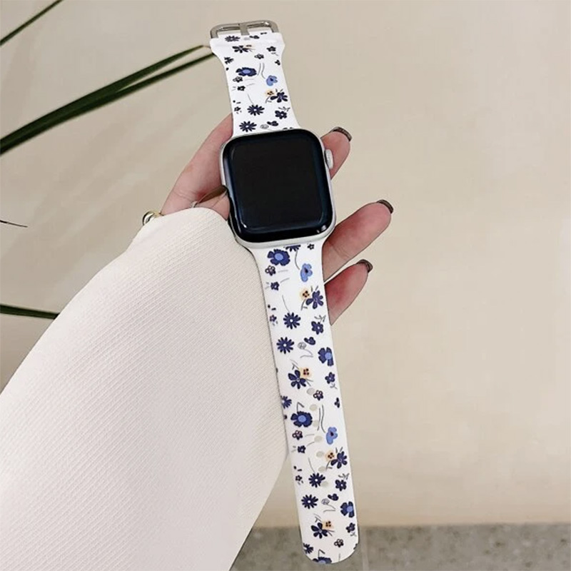 Bracelet en Silicone Floral pour Apple Watch