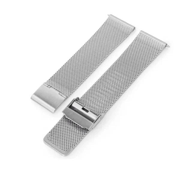 Bracelet Zewani en titane sablé pour montre, au design minimaliste avec maille milanaise et fermoir sécurisé, compatible entre-cornes 14 à 24 mm, élégant et confortable