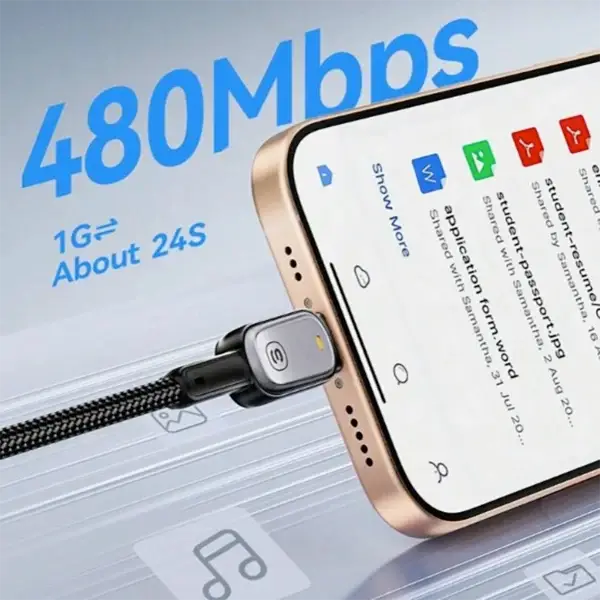 Câble ESSAGER USB-C vers USB-C 100W pour charge rapide et transfert de données 480 Mbps - compatible iPhone 15, 16, Samsung, MacBook
