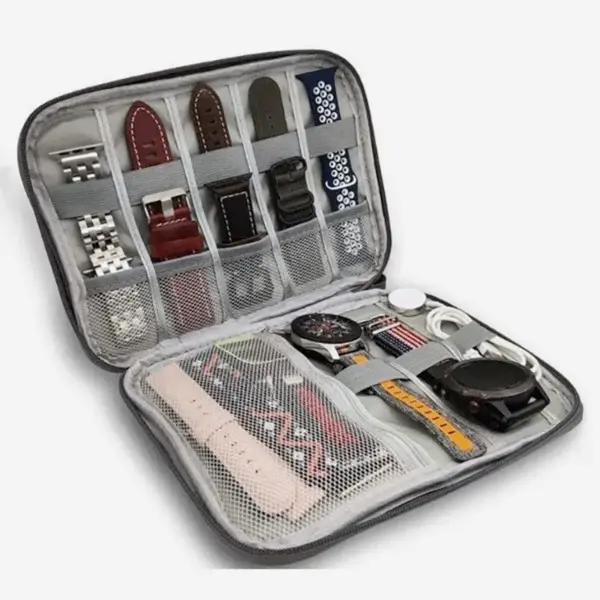 Étui de rangement compact pour bracelets Apple Watch et chargeur – Organisateur de voyage pratique et léger