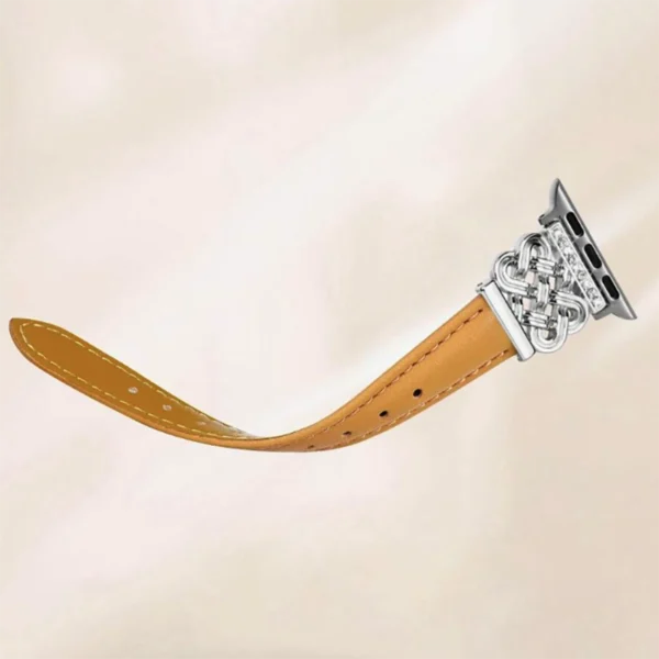 Bracelet Jigeen en cuir fin pour Apple Watch, boucle entrelacée élégante, compatible séries 1 à 10, SE et Ultra, style féminin et raffiné