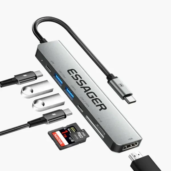 Essager USB C Hub, 7 in 1 USB C to HDMI Multiport Adapter